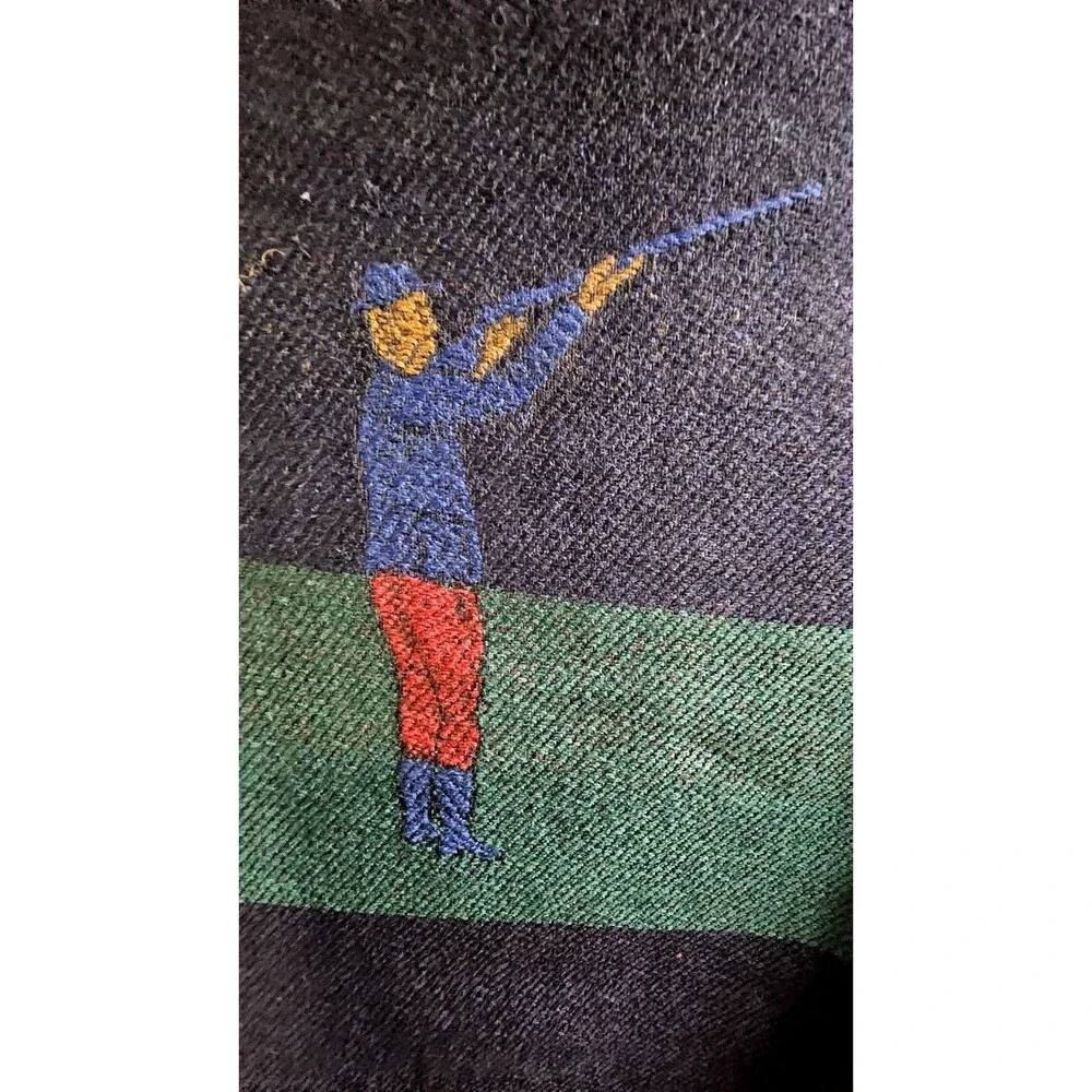 Vintage Lord & Taylor Wool Scarf Duck Hunting Motif West Germany Fringe